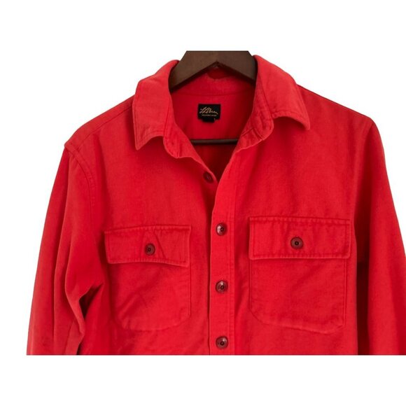 L.L. Beam Cotton Fleece Shirt Button-down Front Pockets Long Sleeve Size Large - Picture 2 of 10